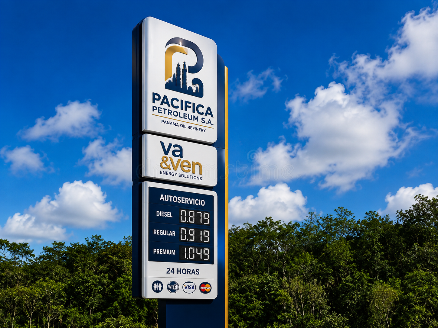 Real fuel retail station and pump